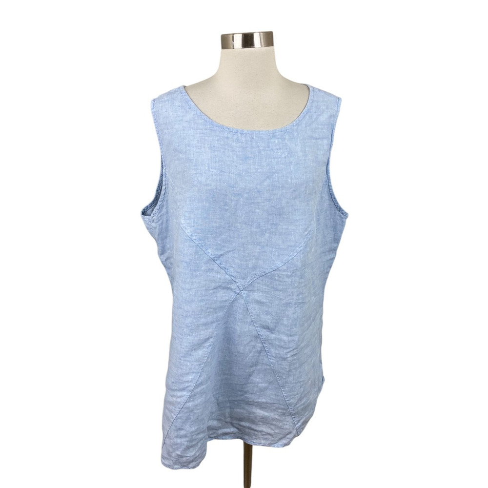 SOUTH STREET LINEN SOST Portland Maine Blue Lagenlook Tunic Beachy Coastal 3 XL